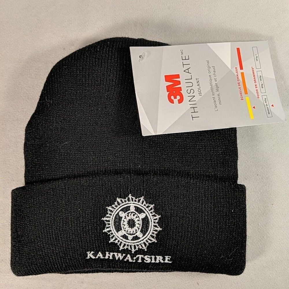 NEW NWT Kahwa:Twire 3M Thinsulate Beanie Touque Hat Black Native American